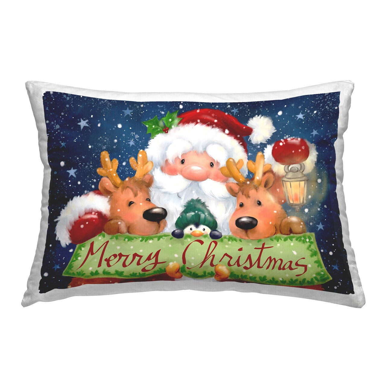 Santa with Lantern Christmas Decorative Printed Throw Pillow Design by Jean Francois, 14 x 7 x 20